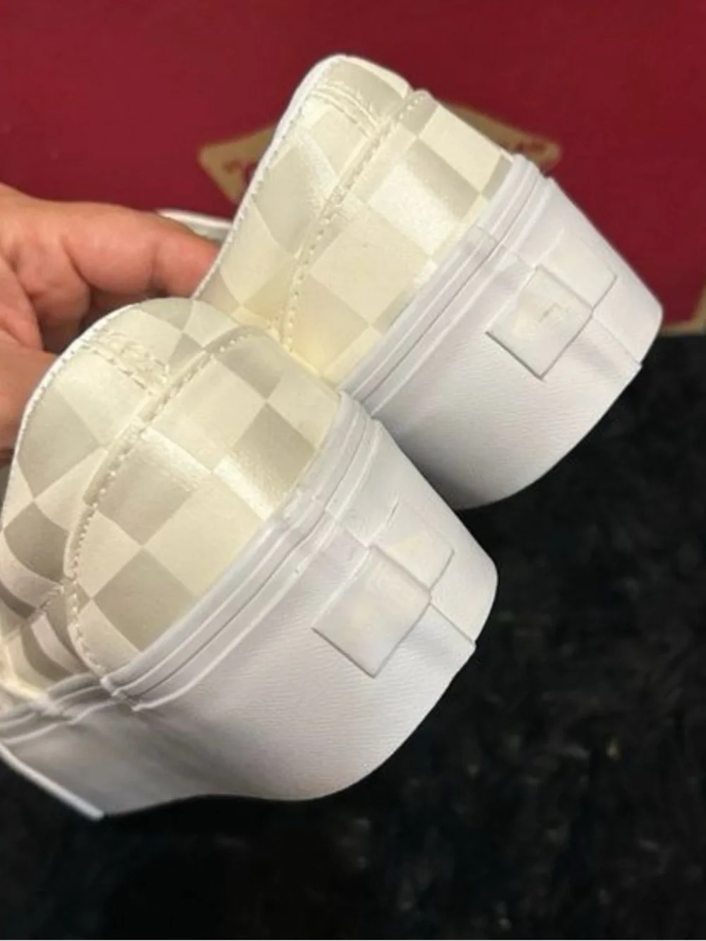 VANS checkerboard cream platform slip on shoes sneakers women’s 9 new